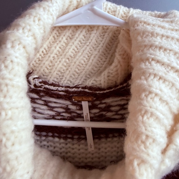 Free People Brown and Cream Cowl Neck Sweater - Picture 3 of 5